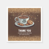 金ゴールドグリッターホットチョコレートウィンターベビーシャワー スタンダードカクテルナプキン (正面)