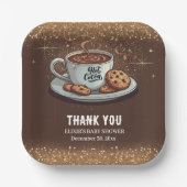 金ゴールドグリッターホットチョコレートウィンターベビーシャワー ペーパープレート (正面)