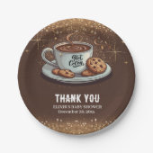 金ゴールドグリッターホットチョコレートウィンターベビーシャワー ペーパープレート (正面)