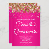金ゴールドグリッターホットピンクキンセグラデーションーニェラ 招待状 (正面/裏面)