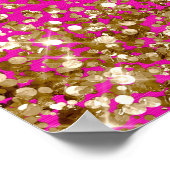 金ゴールドグリッターホットピンクスクウェア70th誕生日へようこそ ポスター (角)