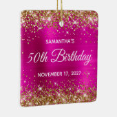金ゴールドグリッターホットピンクフォイル50誕生日 セラミックオーナメント (右)
