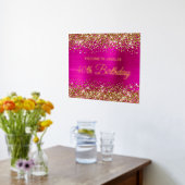 金ゴールドグリッターホットピンク40th誕生日へようこそ 箔ポスター (レイダウン (キッチン))