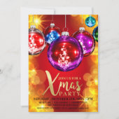 金ゴールドグリッターホリデークリスマスパーティー 招待状 (正面)