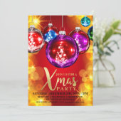 金ゴールドグリッターホリデークリスマスパーティー 招待状 (スタンド正面)