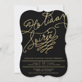 金ゴールドグリッターホリデーソーリークリスマスパーティー招待状 招待状 (正面)