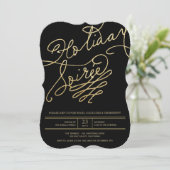 金ゴールドグリッターホリデーソーリークリスマスパーティー招待状 招待状 (スタンド正面)