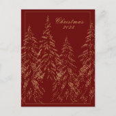金ゴールドグリッターホリデーツリーズエレガントクリスマスカード シーズンポストカード (正面)
