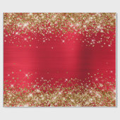 金ゴールドグリッターホリデーレッドフォイグラデーションル ラッピングペーパー (フラット)