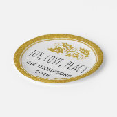 金ゴールドグリッターホリーベリージョイラブピースクリスマス ペーパープレート (アングル)