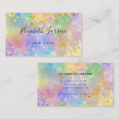 金ゴールドグリッターホログラフィックオパールストーン美しいアーティスト 名刺 (正面/裏面)