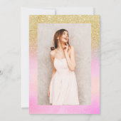 金ゴールドグリッターホログラフィックスクリプトchic Sweet 16 招待状 (裏面)