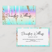 金ゴールドグリッターホログラフィモダンーのメーキャップ 名刺 (正面/裏面)