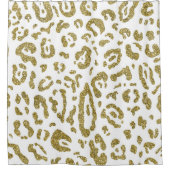 金ゴールドグリッターホワイトチータヒョウアニマルプリント シャワーカーテン (正面)