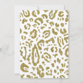 金ゴールドグリッターホワイトチータヒョウ結婚シック 招待状 (裏面)