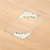 金ゴールドグリッターホワイトフローラヌエストラボダ結婚ズ アクリル招待状 (レイダウン)