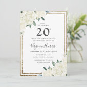 金ゴールドグリッターホワイトフローラ220誕生日 招待状 (スタンド正面)