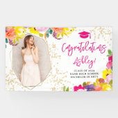 金ゴールドグリッターボはっきりしたホフローラ卒業おめでとう 横断幕 (横)