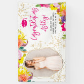 金ゴールドグリッターボはっきりしたホフローラ卒業おめでとう 横断幕 (縦)