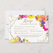 金ゴールドグリッターボはっきりしたホ結婚フローラ 出欠カード (正面)