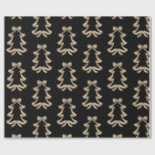 金ゴールドグリッターボウクリスマスツリー ラッピングペーパー (フラット)