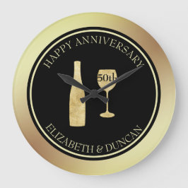 金ゴールドグリッターボトル及びガラス ラージ壁時計