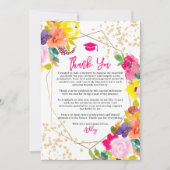 金ゴールドグリッターボホはっきりしたフローラ写真卒業 サンキューカード (正面)