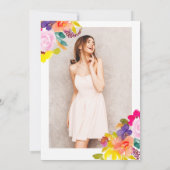 金ゴールドグリッターボホはっきりしたフローラ写真Sweet 16 招待状 (裏面)