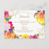 金ゴールドグリッターボホはっきりしたフローラ結婚のシックな詳細 エンクロージャーカード (正面)