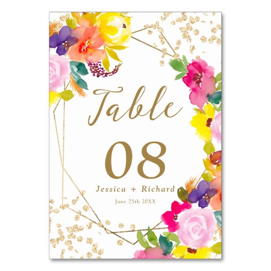 金ゴールドグリッターボーはっきりしたホフローラ水カラーシック テーブルナンバー (裏面)