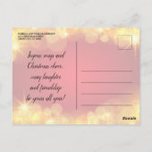 金ゴールドグリッターボーブルクリスマスパーティの招待状 ポストカード (裏面)