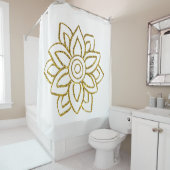 金ゴールドグリッターポインセチアChristmas White シャワーカーテン (インサイチュ)
