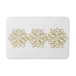 金ゴールドグリッターポインセチアChristmas White バスマット