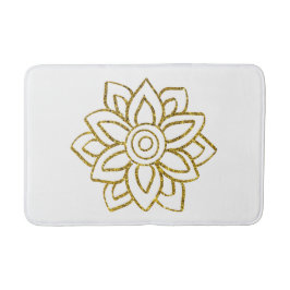 金ゴールドグリッターポインセチアChristmas White バスマット