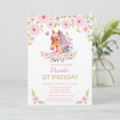 金ゴールドグリッターポニーフローラ誕生日 招待状 (スタンド正面)