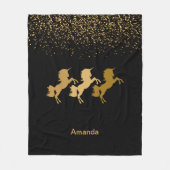 金ゴールドグリッターマジカルユニコーン フリースブランケット (正面)