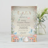 金ゴールドグリッターマッシュルームベビーマウスベビーシャワー 招待状 (スタンド正面)