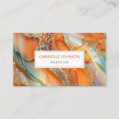 金ゴールドグリッターマーブルアガテオレンジグリーン 名刺 (正面)