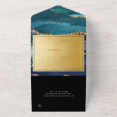 金ゴールドグリッターマーブルアゲ結婚ート オールインワン招待状 (外側)