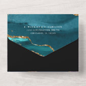 金ゴールドグリッターマーブルアゲ結婚ート オールインワン招待状 (裏面)