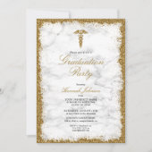 金ゴールドグリッターマーブルメディカルスクール卒業 招待状