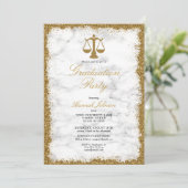 金ゴールドグリッターマーブルロースクール卒業パーティー 招待状 (スタンド正面)