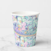 金ゴールドグリッターマーメイドはかりで測アンダーザシー誕生日 紙コップ (正面)