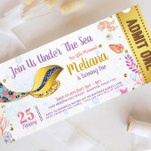 金ゴールドグリッターマーメイドザシーチケットパス 招待状