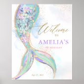 金ゴールドグリッターマーメイドテールアンダーザシーウェルカム ポスター (正面)