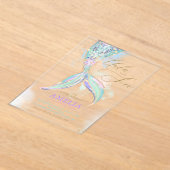 金ゴールドグリッターマーメイドテールアンダーザシー誕生日 アクリル招待状 (レイダウン)