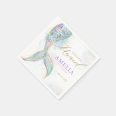 金ゴールドグリッターマーメイドテールアンダーザシー誕生日 スタンダードカクテルナプキン (角)