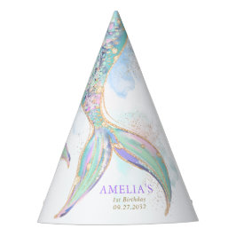 金ゴールドグリッターマーメイドテールアンダーザシー誕生日 パーティーハット