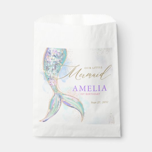 金ゴールドグリッターマーメイドテールアンダーザシー誕生日 フェイバーバッグ (正面)