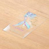 金ゴールドグリッターマーメイドテールダイブイン子供の誕生日 アクリル招待状 (レイダウン)